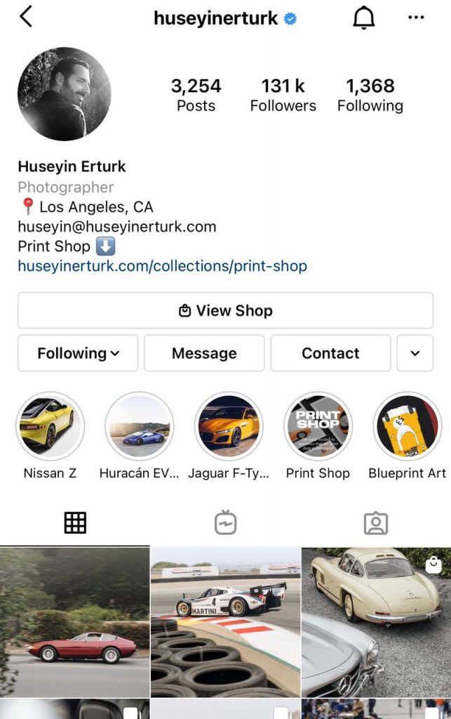 Huseyin Erturk instagram account